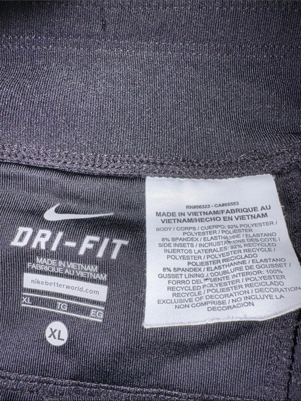 Nike Dri-Fit Black Women’s Athletic Running Leggings Reflective Swoosh Size XL